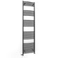 Dual Fuel 400mm x 1800mm Matt Matt Black Curved Heated Towel Rail - (incl. Valves + Electric Heating Kit)