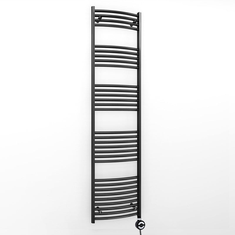 400mm Wide - Electric Heated Towel Rail Radiator - Black - Curved