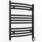 Small 500mm x 600mm Curved Matt Black Electric Pre-Filled Heated Towel Rail Radiator