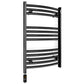 Small 500mm x 700mm Curved Matt Black Electric Pre-Filled Heated Towel Rail Radiator 
