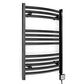 Small 500mm x 700mm Curved Matt Black Electric Pre-Filled Heated Towel Rail Radiator 