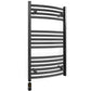 Small 500mm x 800mm Curved Matt Black Electric Pre-Filled Heated Towel Rail Radiator