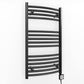 Small 450mm x 800mm Curved Matt Black Electric Pre-Filled Heated Towel Rail Radiator