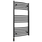 Small 500mm x 900mm Curved Matt Black Electric Pre-Filled Heated Towel Rail Radiator