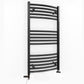 Small Dual Fuel 450mm x 900mm Matt Matt Black Curved Heated Towel Rail - (incl. Valves + Electric Heating Kit)
