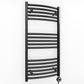 Small 500mm x 900mm Curved Matt Black Electric Pre-Filled Heated Towel Rail Radiator
