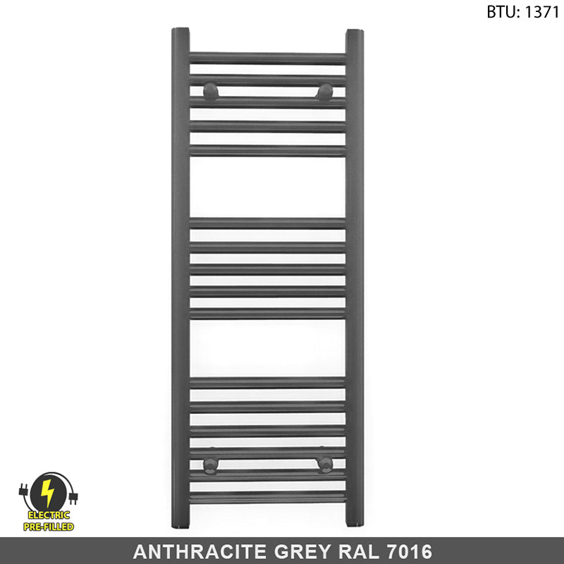 Small 450mm x 900mm  Anthracite Grey Electric Pre-Filled Heated Towel Rail Radiator