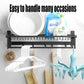 Black Wall Mounted Towel Rail Holder - Rack Shelf with Mesh 