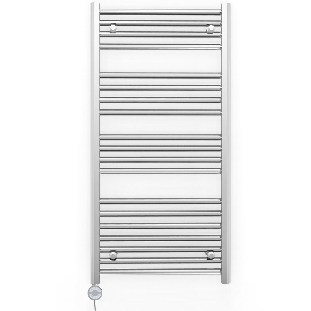 500mm x 1000mm Straight Chrome Electric Pre-Filled Heated Towel Rail Radiator