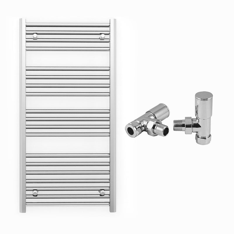 600mm x 1000mm Straight Chrome Heated Towel Rail Radiator