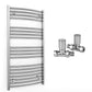 500mm Wide - Curved Heated Towel Rail Radiator Chrome - Straight