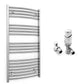 500mm x 1000mm Curved Chrome Heated Towel Rail Radiator