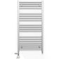 Dual Fuel 500mm x 1000mm Straight Chrome  Heated Towel Rail Radiator- (incl. Valves + Electric Heating Kit)