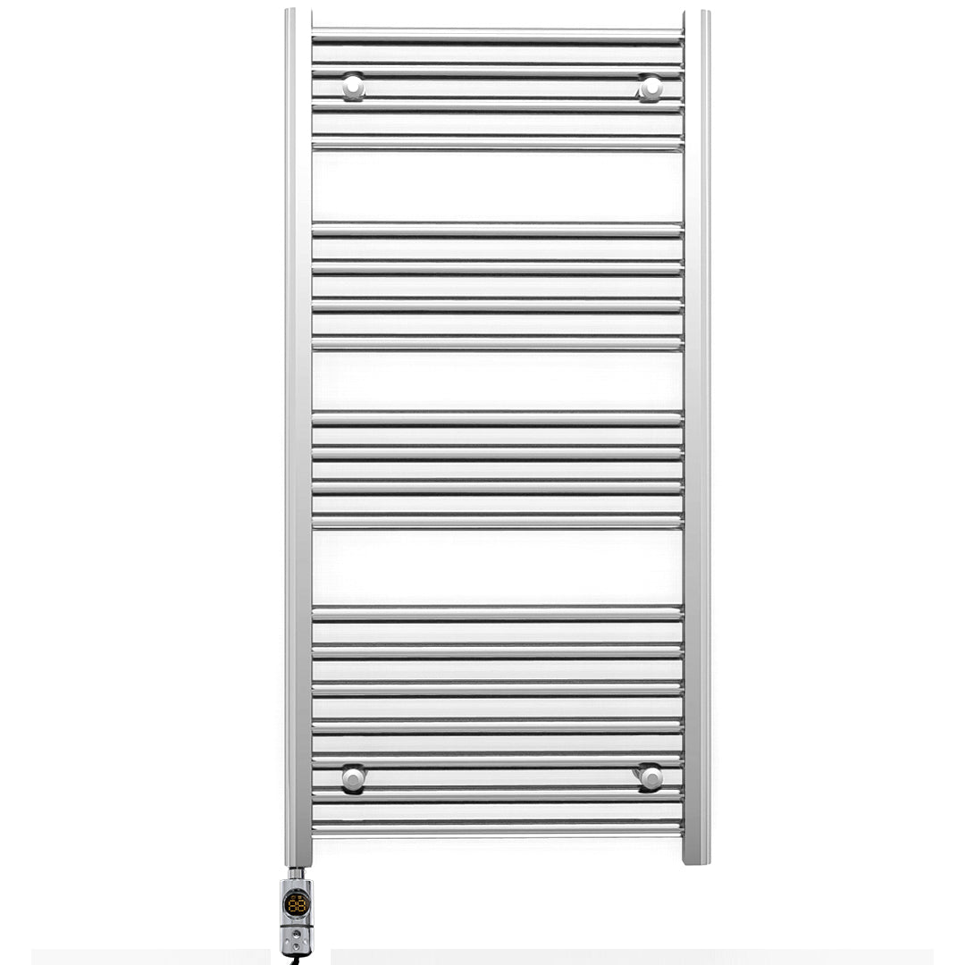 500mm Wide - Electric Heated Towel Rail Radiator - Flat Chrome - Straight