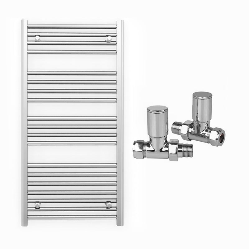 600mm x 1000mm Straight Chrome Heated Towel Rail Radiator