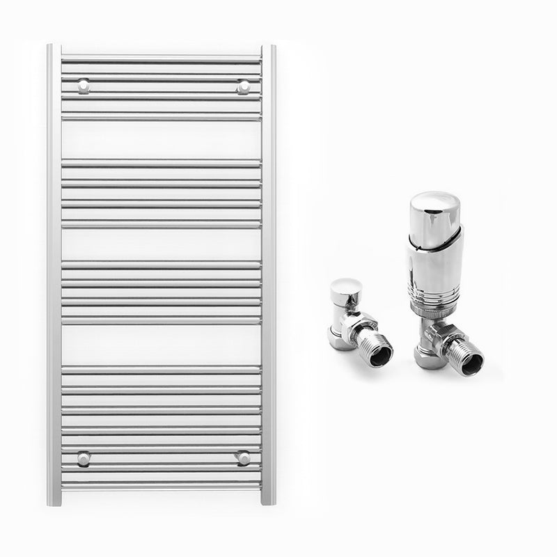 600mm x 1000mm Straight Chrome Heated Towel Rail Radiator