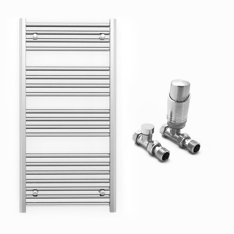 600mm x 1000mm Straight Chrome Heated Towel Rail Radiator