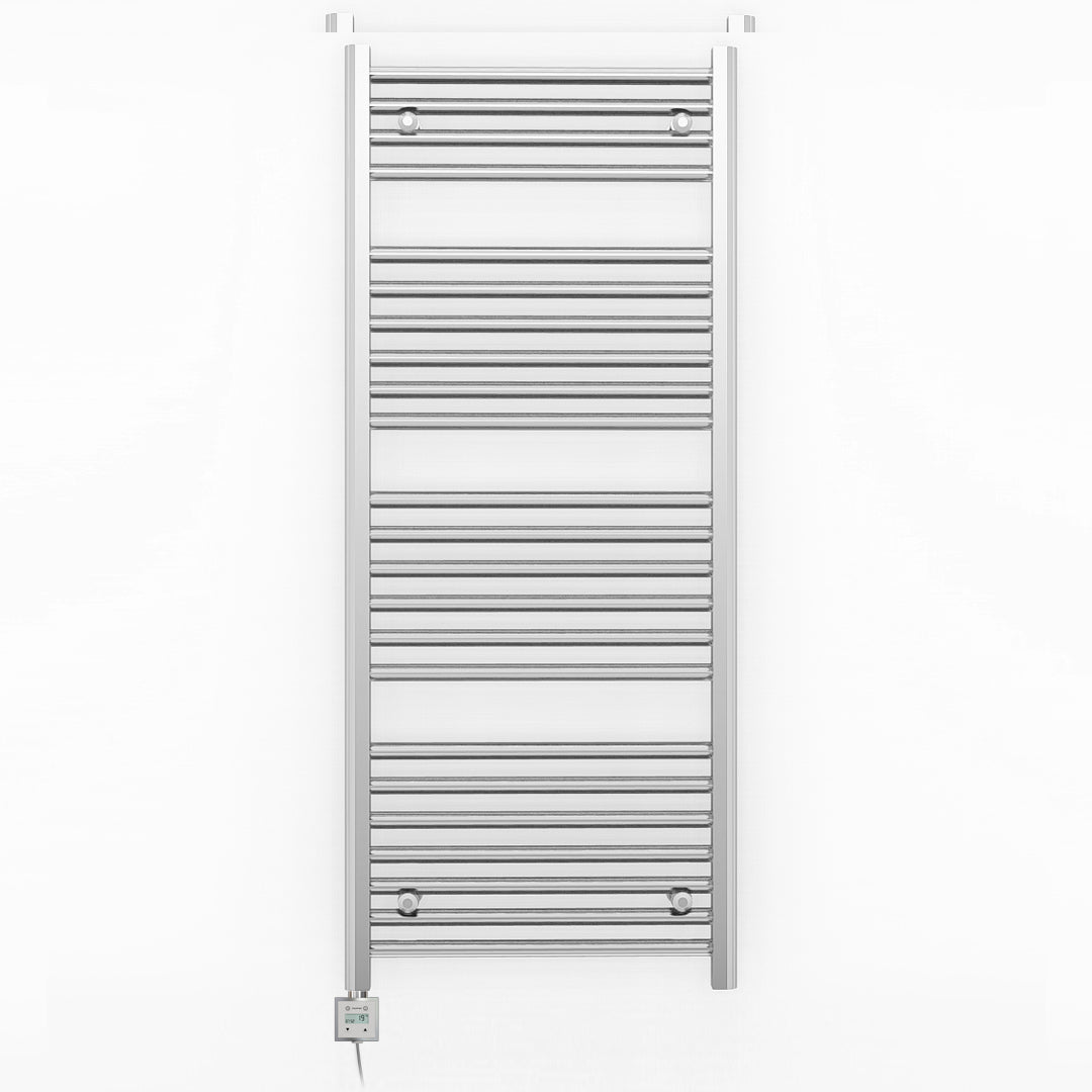 500mm Wide - Electric Heated Towel Rail Radiator - Flat Chrome - Straight