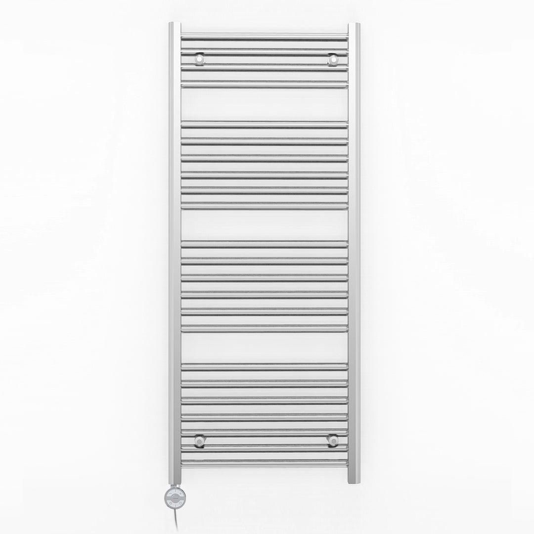 500mm Wide - Electric Heated Towel Rail Radiator - Flat Chrome - Straight