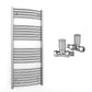 500mm x 1200mm Curved Chrome Heated Towel Rail Radiator