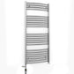 Dual Fuel 600mm x 1200mm Curved Chrome Heated Towel Rail Radiator- (incl. Valves + Electric Heating Kit)
