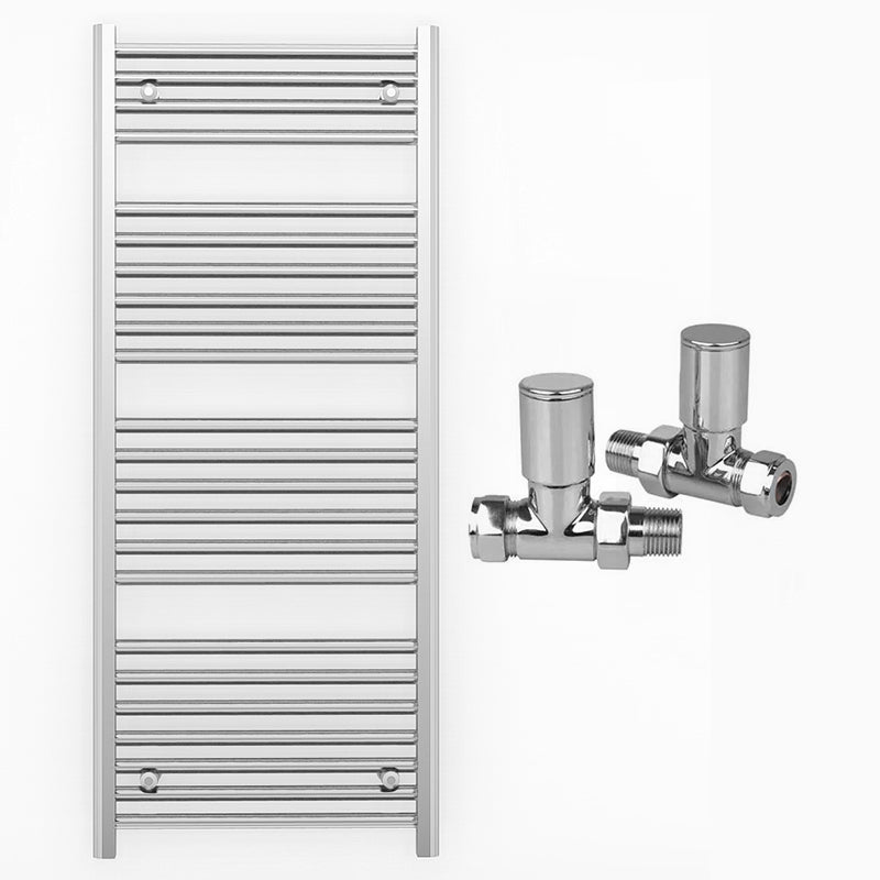 600mm Wide - Heated Towel Rail Radiator Chrome - Straight