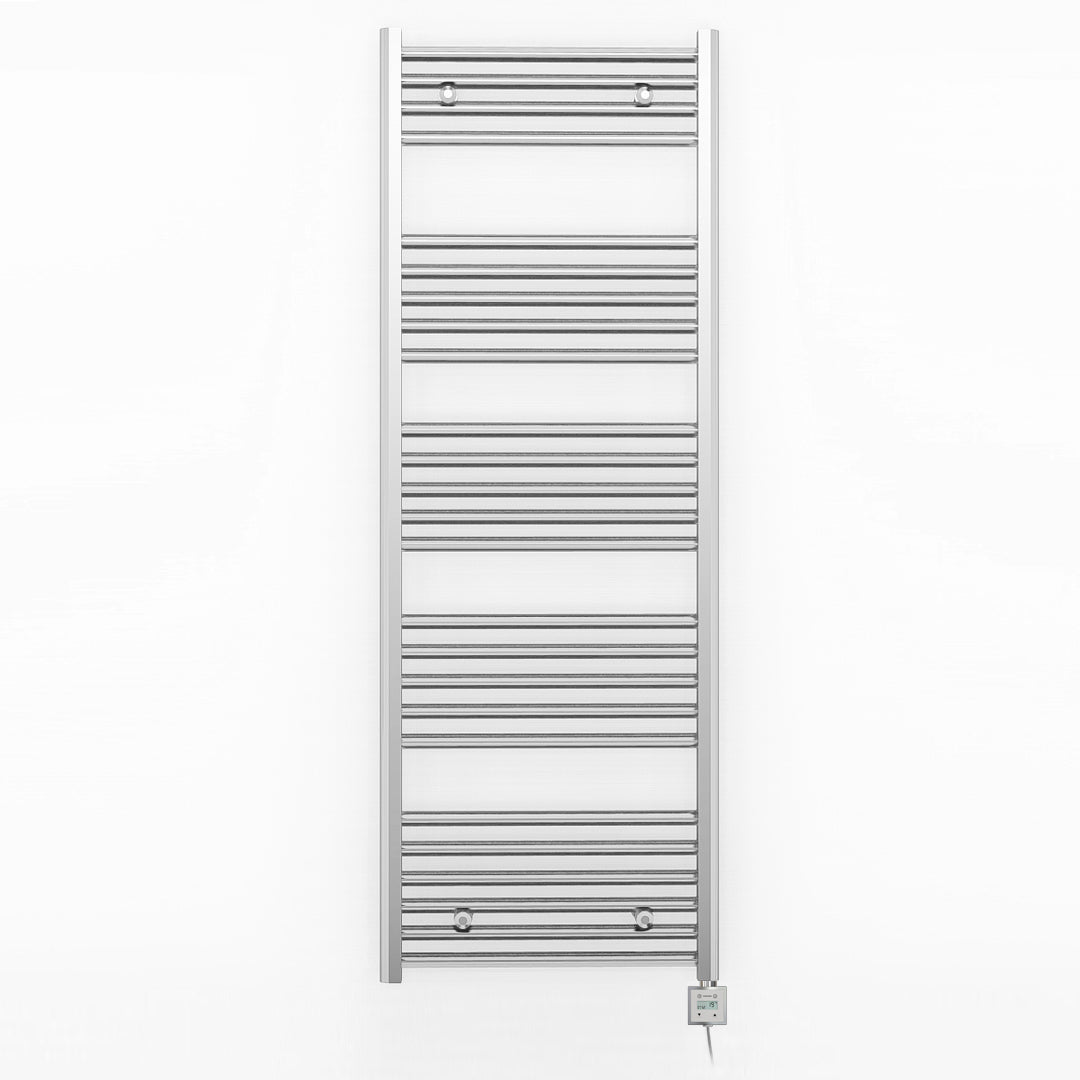 500mm Wide - Electric Heated Towel Rail Radiator - Flat Chrome - Straight