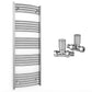 600mm Wide - Curved Heated Towel Rail Radiator Chrome - Straight