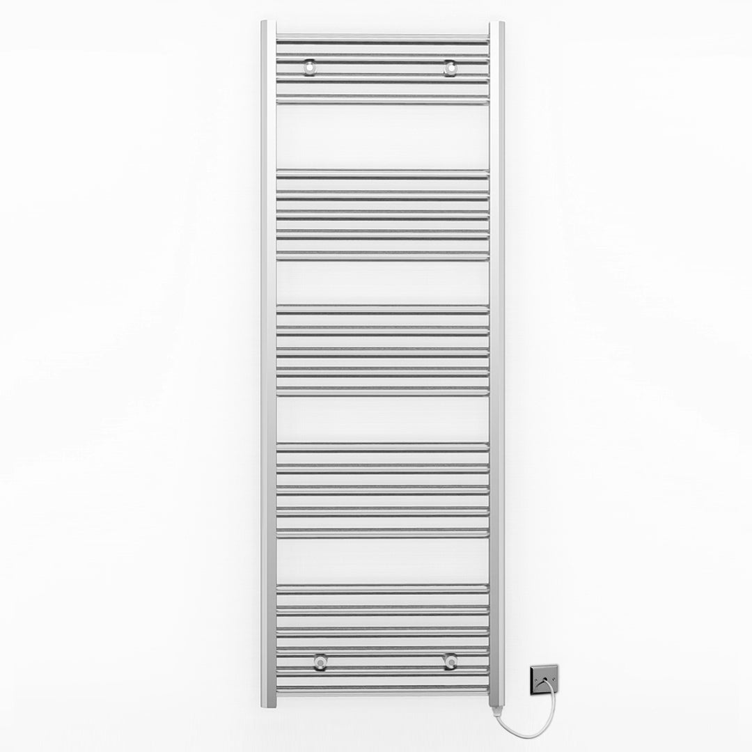 550mm Wide - Electric Heated Towel Rail Radiator - Flat Chrome - Straight