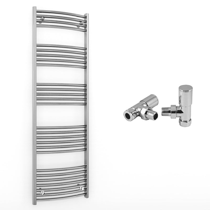 400mm x 1600mm Curved Chrome Heated Towel Rail Radiator