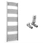 600mm Wide - Curved Heated Towel Rail Radiator Chrome - Straight