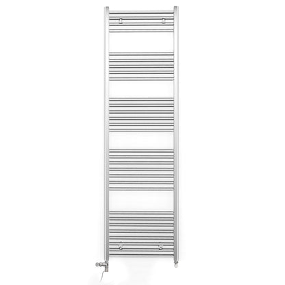 Dual Fuel 450mm x 1700mm Straight Chrome  Heated Towel Rail Radiator- (incl. Valves + Electric Heating Kit)