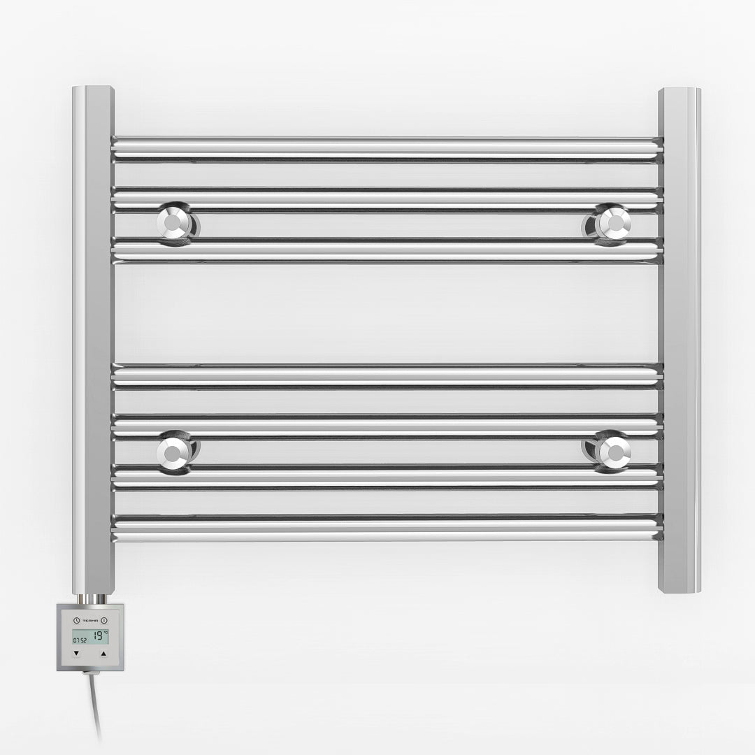 500mm Wide - Electric Heated Towel Rail Radiator - Flat Chrome - Straight