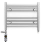 Small Dual Fuel 450mm x 400mm Straight Chrome  Heated Towel Rail Radiator- (incl. Valves + Electric Heating Kit)
