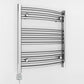 600mm x 600mm Curved Chrome Electric Pre-Filled Heated Towel Rail Radiator 