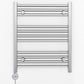 600mm Wide - Electric Heated Towel Rail Radiator - Flat Chrome - Straight