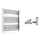 600mm x 600mm Curved Chrome Heated Towel Rail Radiator 
