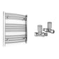 600mm x 600mm Curved Chrome Heated Towel Rail Radiator 
