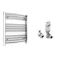 600mm Wide - Curved Heated Towel Rail Radiator Chrome - Straight