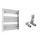 600mm x 600mm Curved Chrome Heated Towel Rail Radiator 