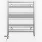 Small Dual Fuel 500mm x 600mm Straight Chrome  Heated Towel Rail Radiator- (incl. Valves + Electric Heating Kit)