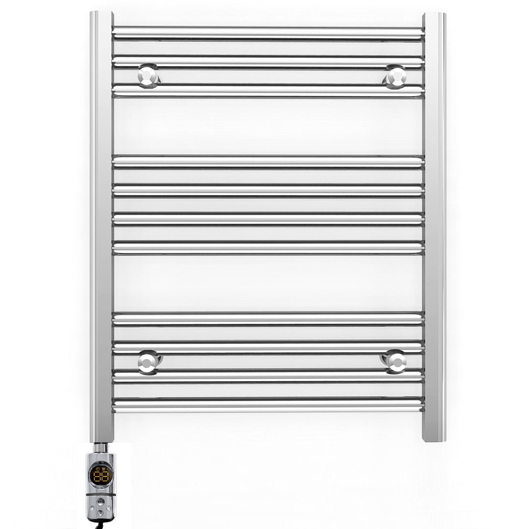 Small 500mm x 600mm Straight Chrome Electric Pre-Filled Heated Towel Rail Radiator