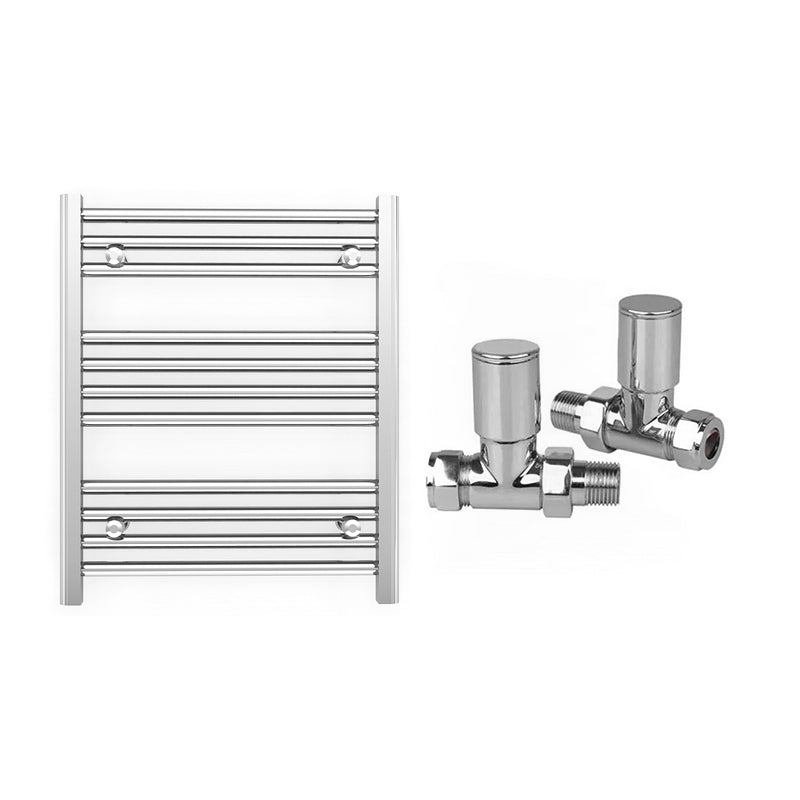 Small 500mm x 600mm Straight Chrome Heated Towel Rail Radiator