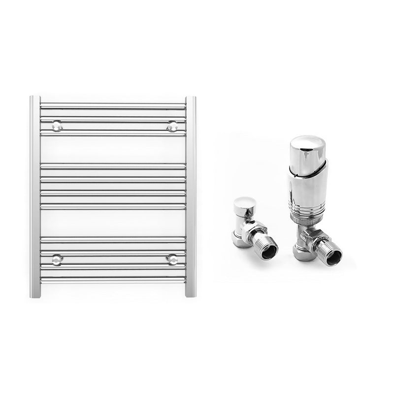 Small 500mm x 600mm Straight Chrome Heated Towel Rail Radiator