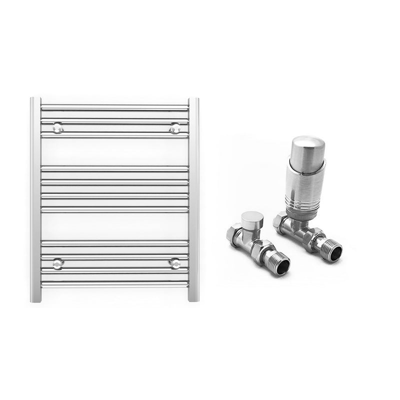 Small 500mm x 600mm Straight Chrome Heated Towel Rail Radiator