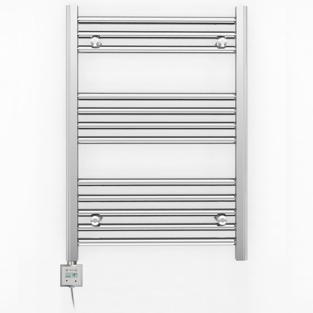 500mm Wide - Electric Heated Towel Rail Radiator - Flat Chrome - Straight