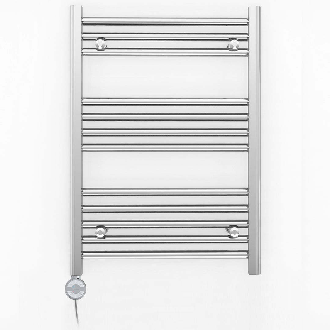 500mm Wide - Electric Heated Towel Rail Radiator - Flat Chrome - Straight