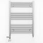 Small Dual Fuel 500mm x 700mm Straight Chrome  Heated Towel Rail Radiator- (incl. Valves + Electric Heating Kit)