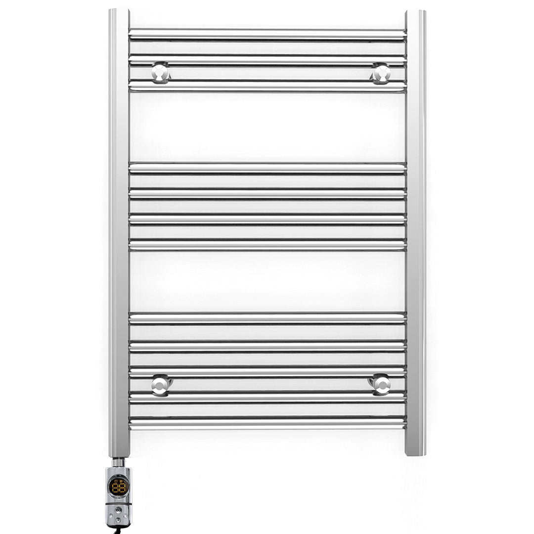 550mm Wide - Electric Heated Towel Rail Radiator - Flat Chrome - Straight