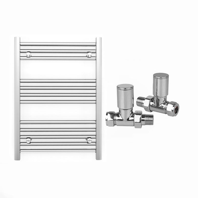 Small 550mm x 700mm Straight Chrome Heated Towel Rail Radiator
